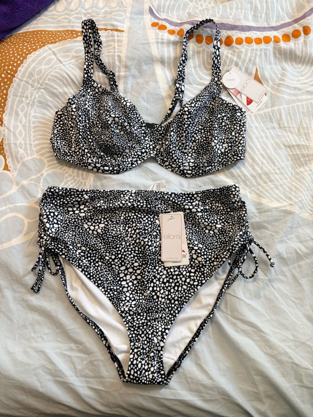 Elomi Black & White Underwire Cheeky Bikini Set